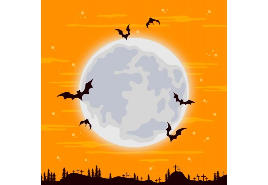 Hand drawn halloween bat background illustration