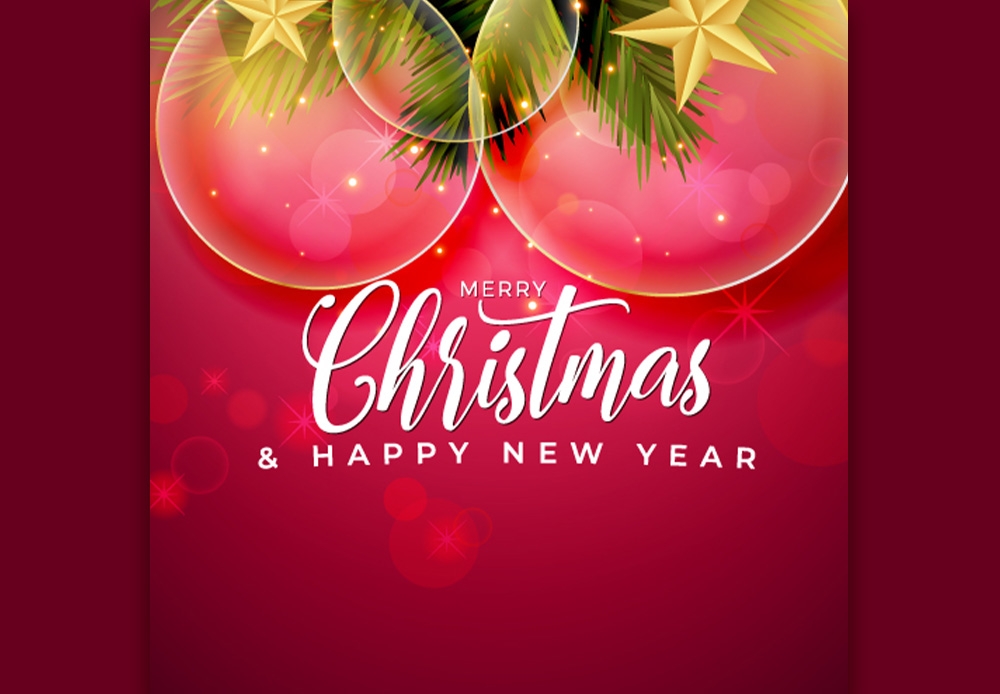 Merry Christmas Decorative Social Media Post With Glass Elements