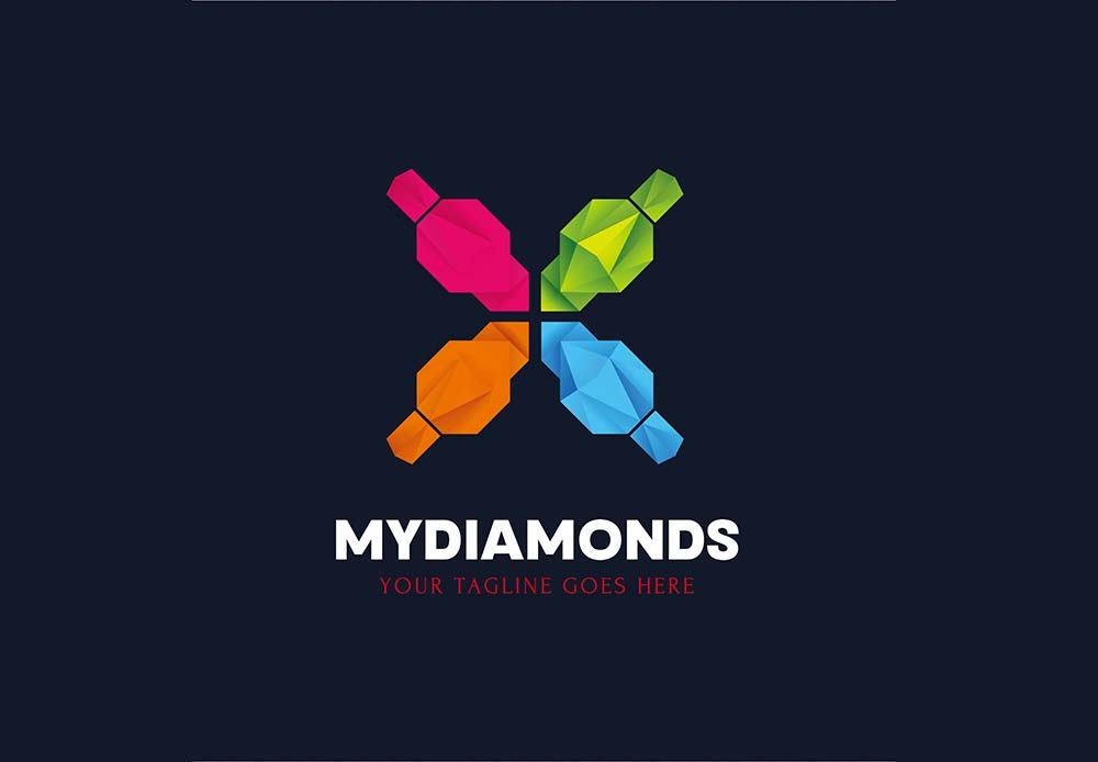 ออกแบบโลโก้หลากสี MYDIAMONDS | การออกแบบโลโก้ที่สร้างสรรค์