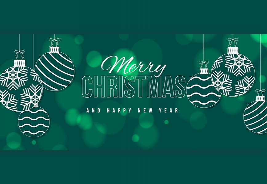 Vector Merry Christmas And Happy New Year Green And White Background Facebook Cover