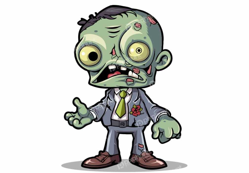 Undead fun Cartoon lively Zombie Character Illustration, spooky, halloween