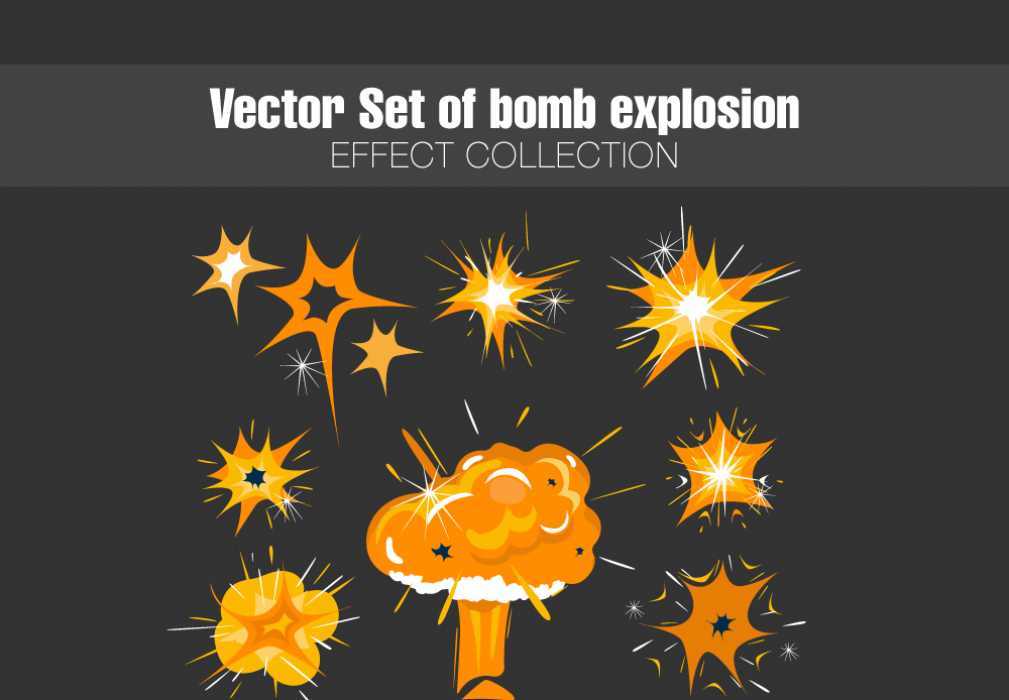 Vector Set of bomb explosion effects