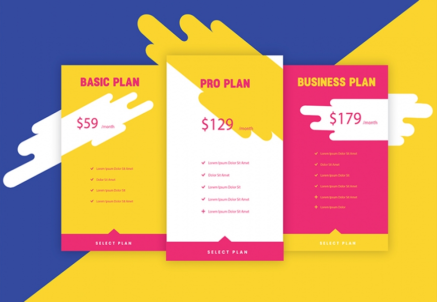 Free Vector Minimal Color and Minimal Design Pricing Table