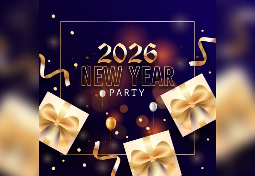 Vector Happy New Year Party Gift Social Media Post