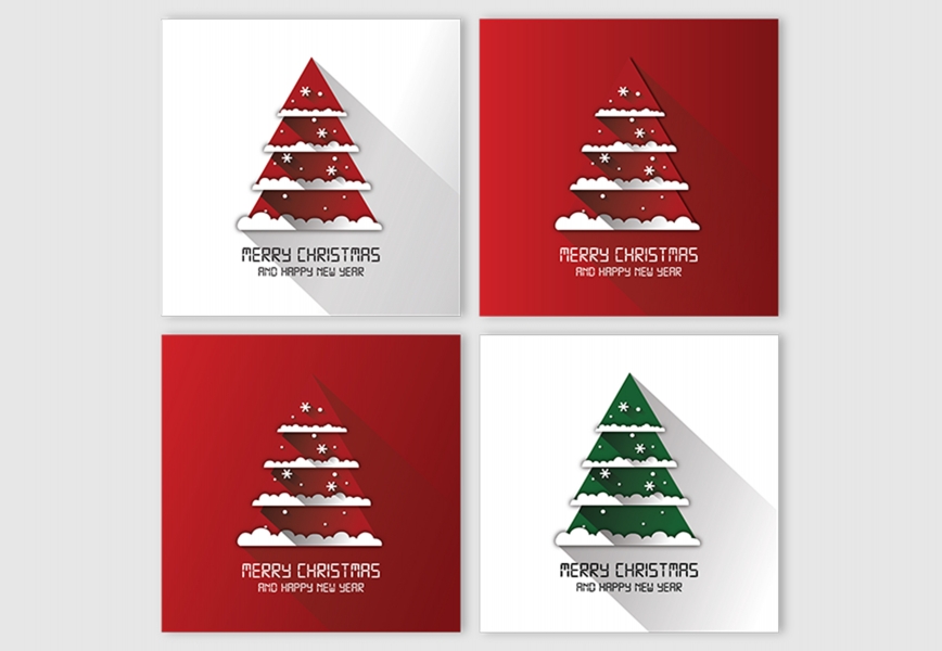 Vector Merry Christmas And Happy New Year Set Collection Free Download