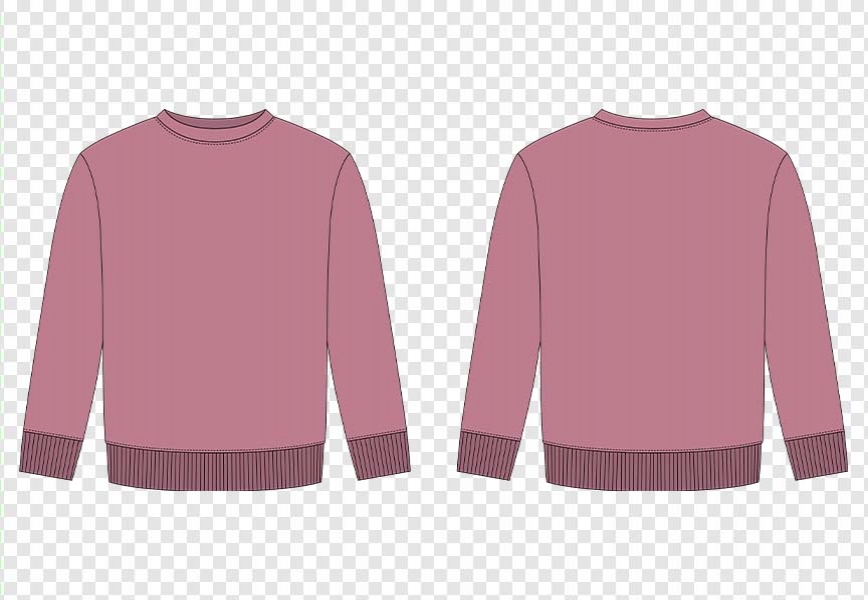 Free Blank childrens sweatshirt technical sketch. Pudra color. Kids wear jumper design template