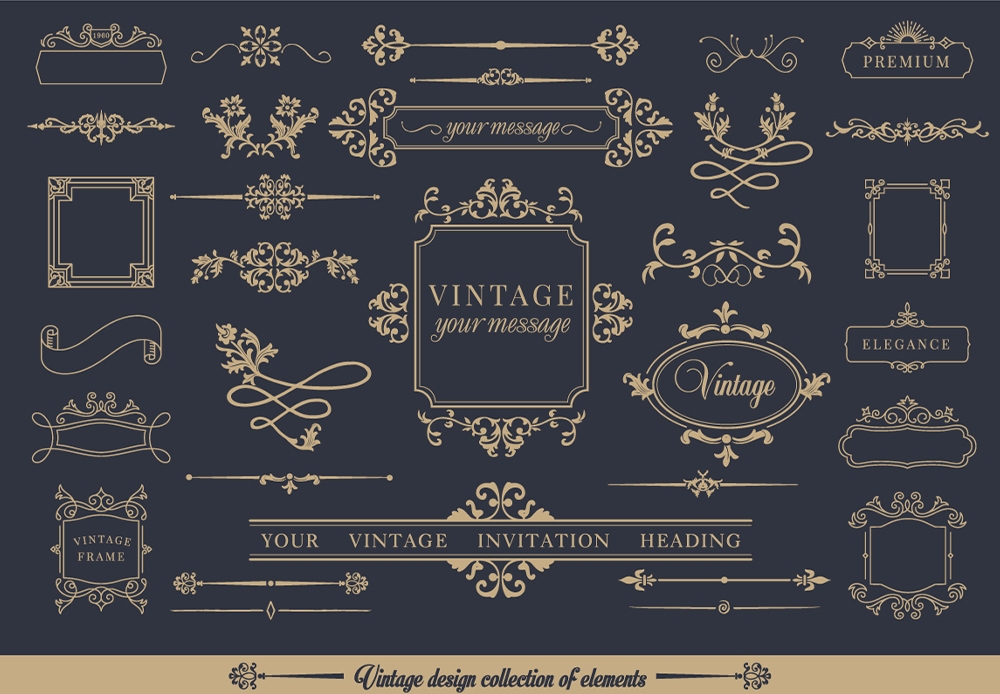 Vintage Decorative Vector Ornaments Elements Design Collection