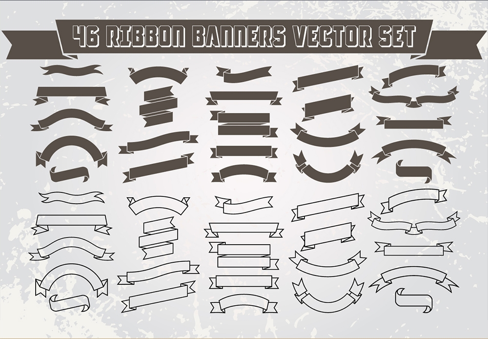 46 Ribbon Banners Vector Set