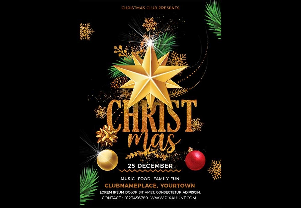 Merry Christmas Party Flayer Black Social Media Post