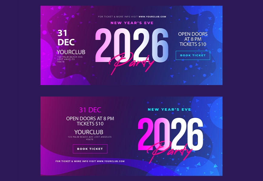 Vector New Year party Facebook Cover Design Free Download