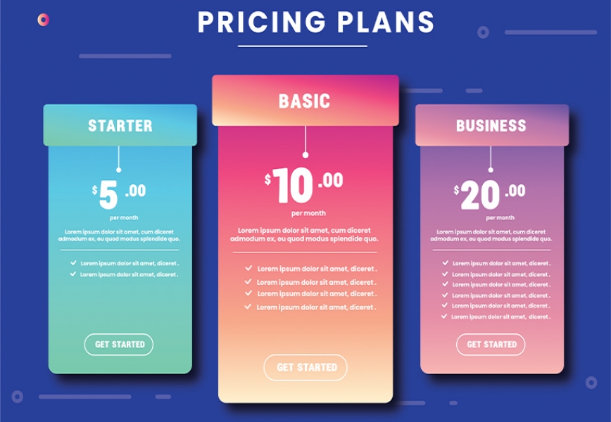 Free Vector Gradient Color Pricing Plans Vector Design