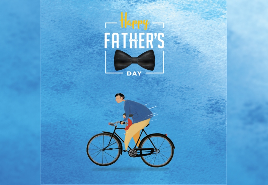 Happy Fathers Day Social Media Post Father and Son Cycling Vector File Free Download