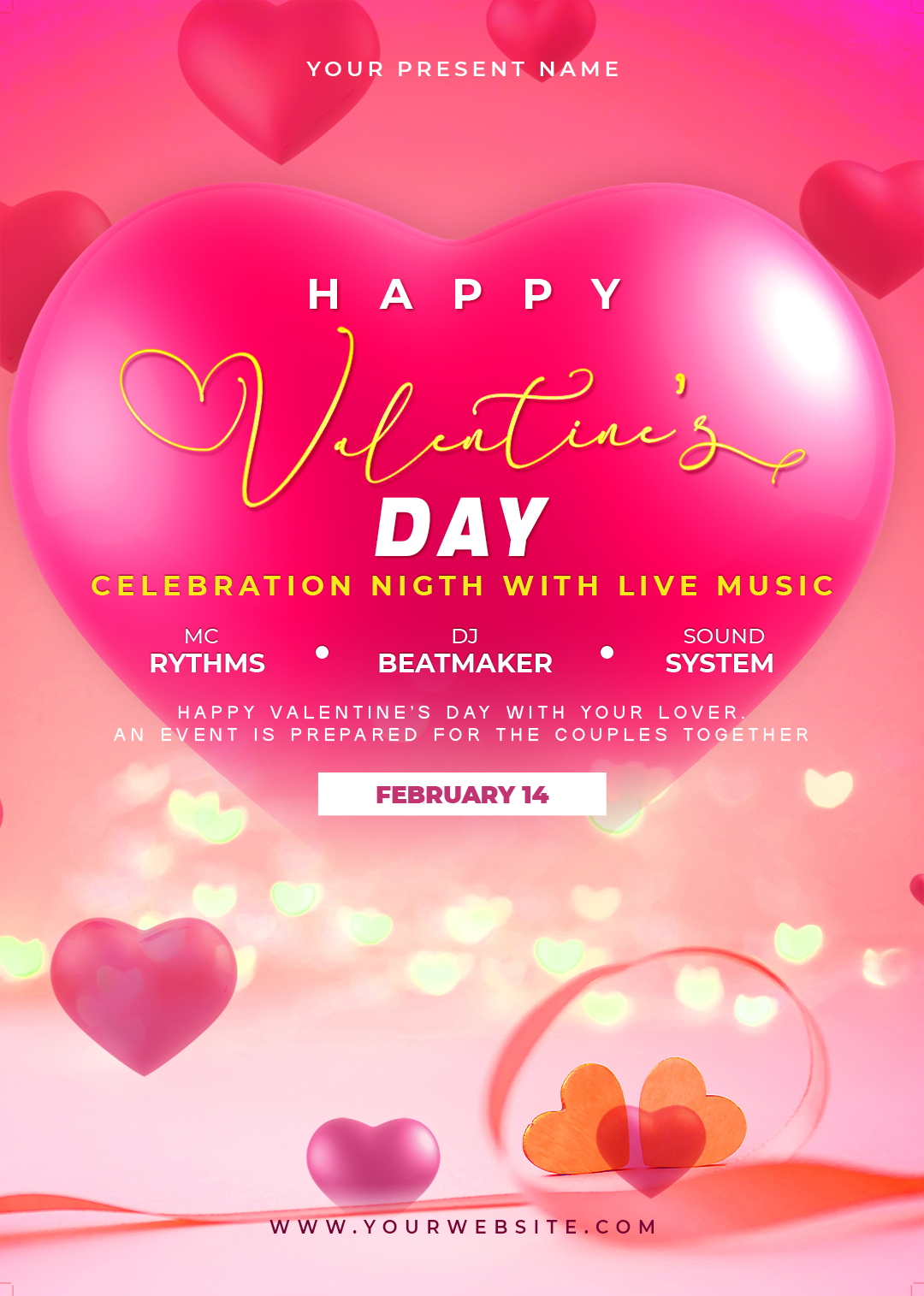 Free Download 情人節慶典之夜貼文設計 | Valentines Day Celebration Night Post design Full Vectors Shared by Pixahunt 