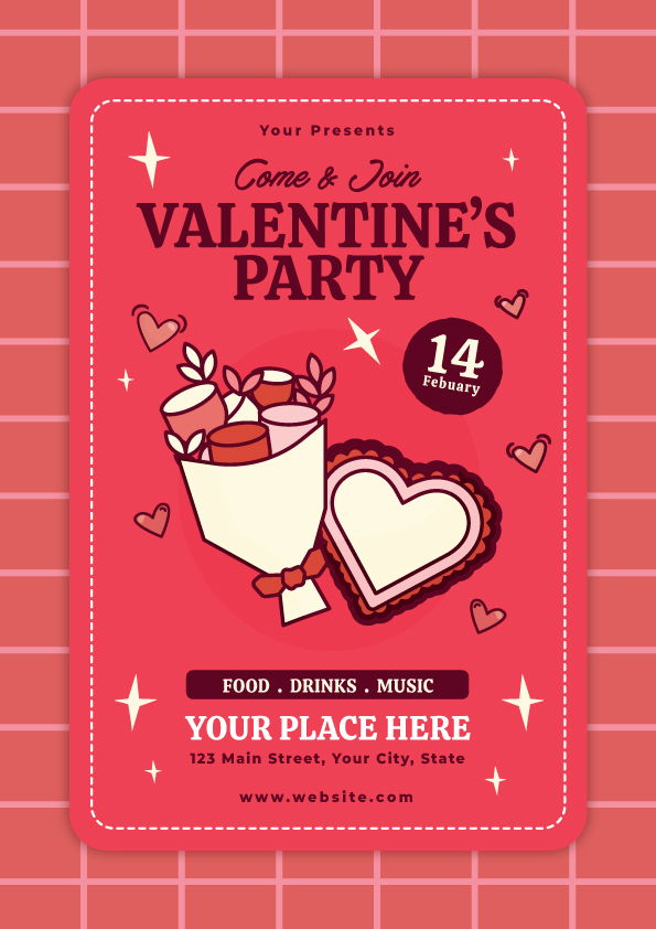 Free Download Valentine\'s Day Celebration Party Social Media Design Full Vectors Shared by Pixahunt 