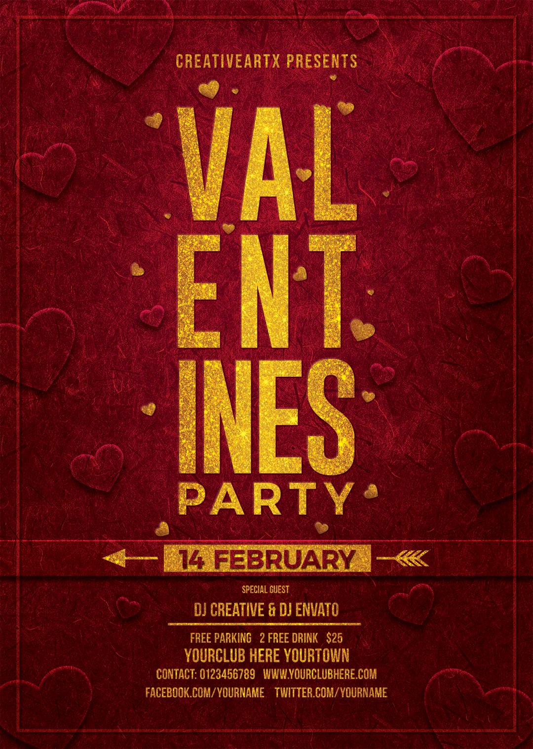 Free Download Valentine Romantic Party Social Media Post Full PSD Shared by Pixahunt 