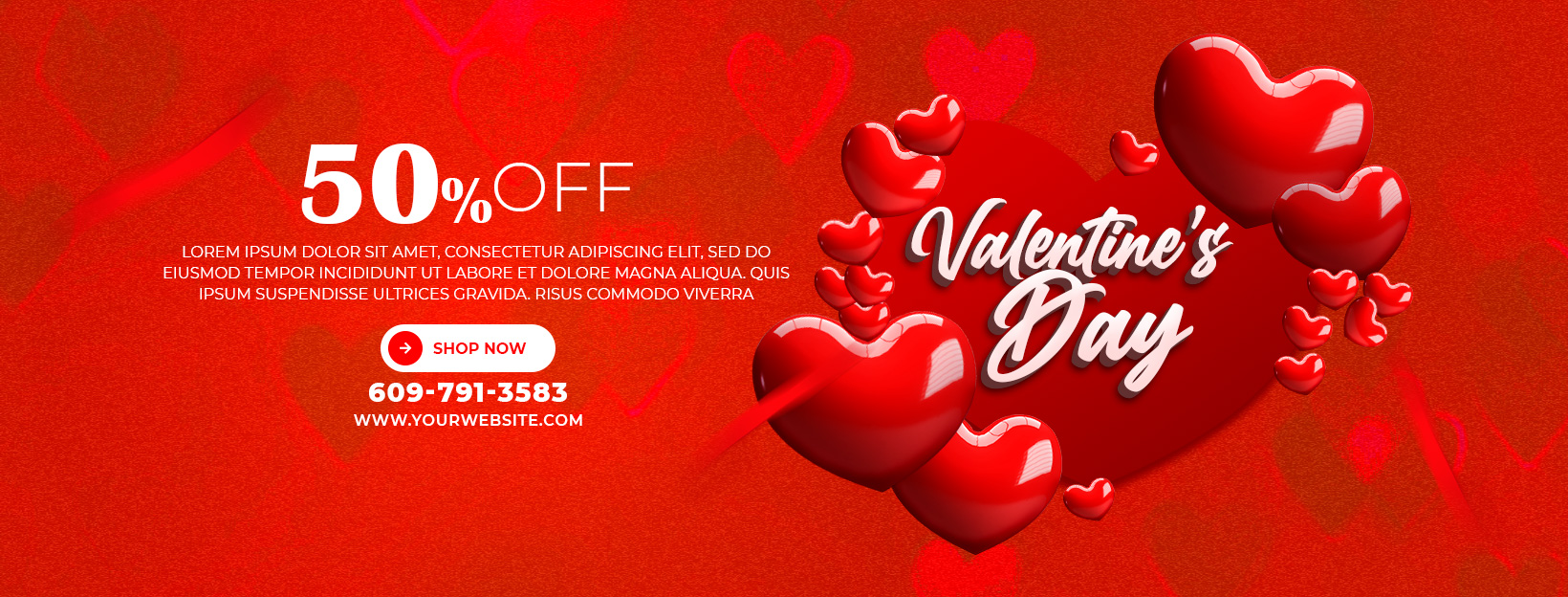 Free Download Happy Valentines Day Discount Sale Facebook Cover Full PSD Shared by Pixahunt 