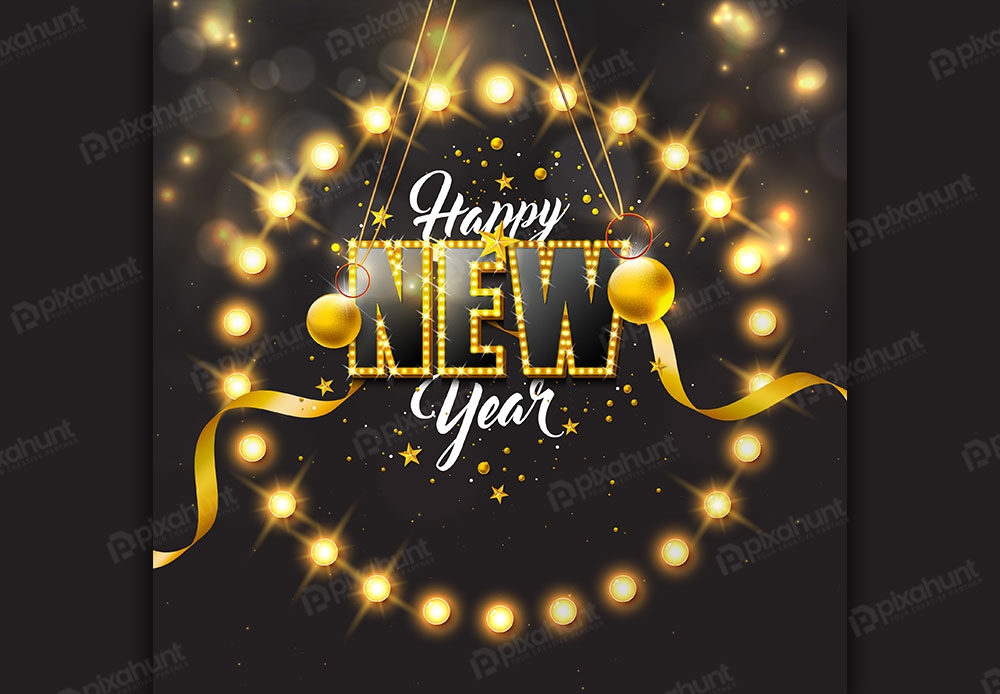 Free Download Happy New Year Glow Lighting Post Full Vectors Shared by Pixahunt 