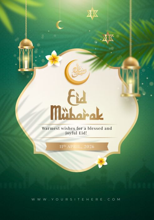 Eid Mubarak Social Media Islamic decorative Greeting Card Design