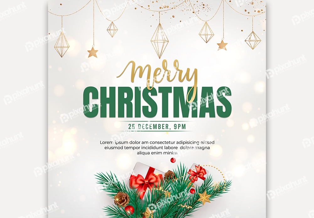 Free Download Merry Christmas Party Post Full PSD Shared by Pixahunt 