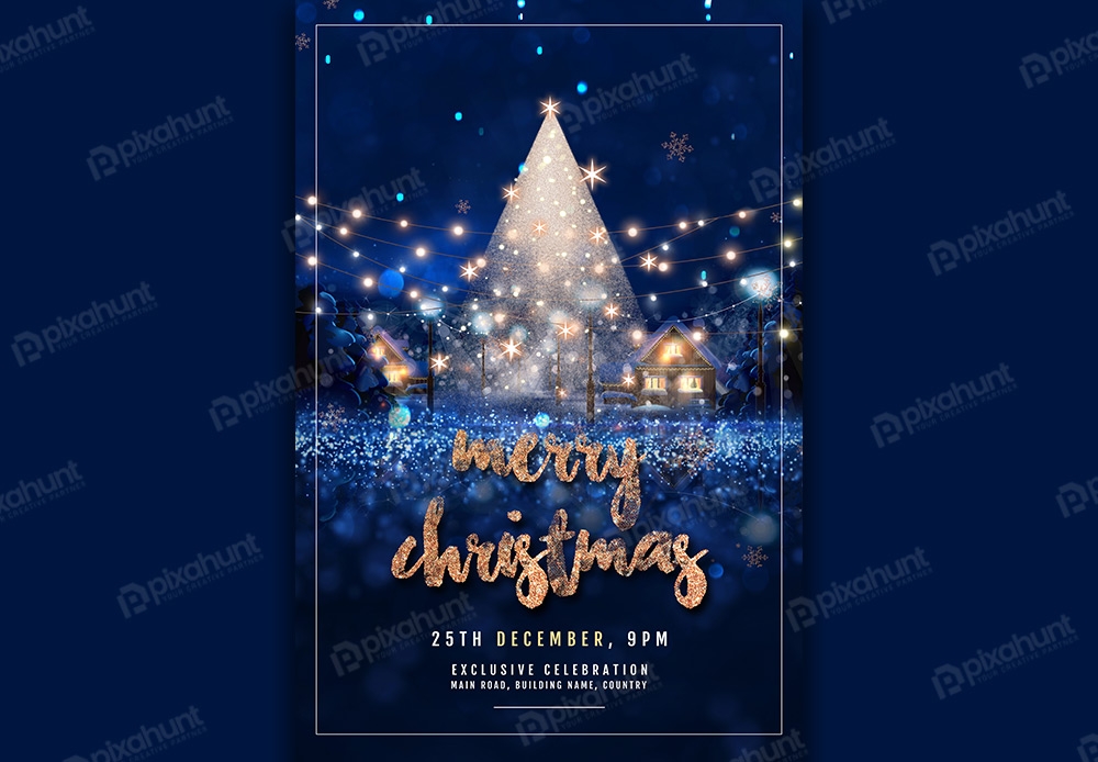 Free Download Merry Christmas Celebration Social Media Post Full PSD Shared by Pixahunt 