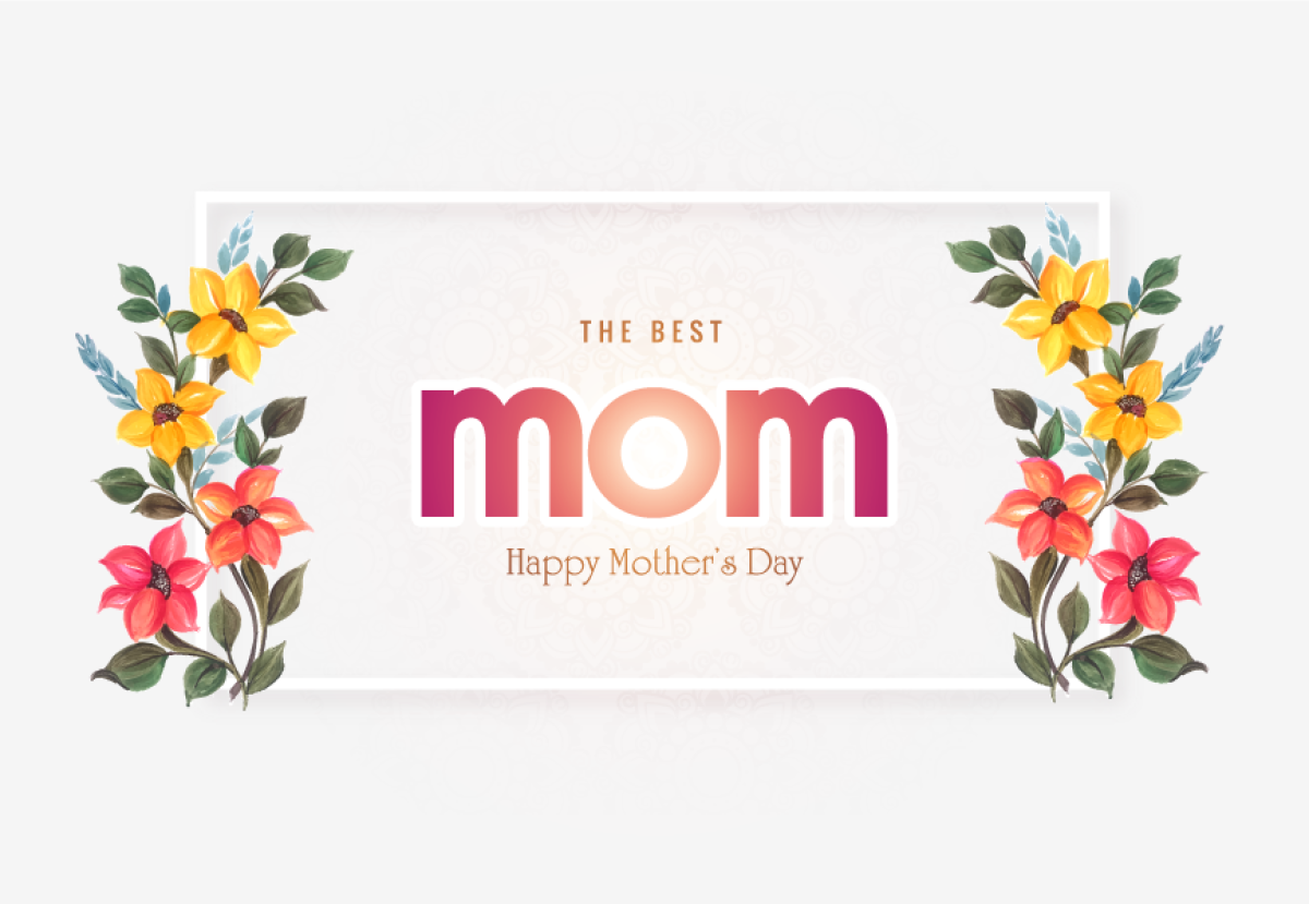 Happy mother's day card with decorative flowers background