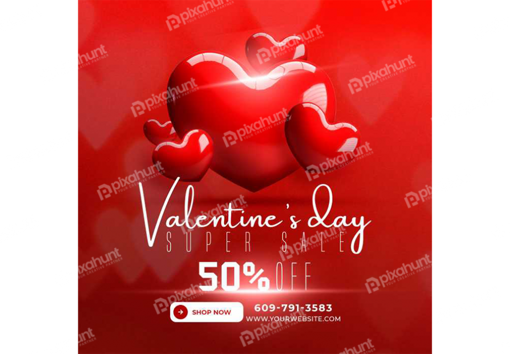 Free Download happy valentine’s day discount sale social media post Full PSD Shared by Pixahunt 