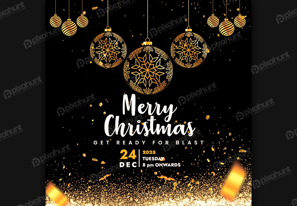 Free Download Merry Christmas Party Blast Social Midea Post Full PSD Shared by Pixahunt 