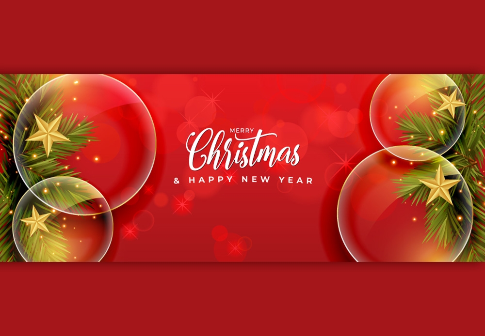 Free Download Merry Christmas Decorative Facebook Cover With Glass Elements Full Vectors Shared by Pixahunt 