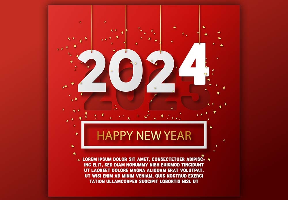 Free Download Red Background New Year Post | modern new year composition with elegant style Full Vectors Shared by Pixahunt 