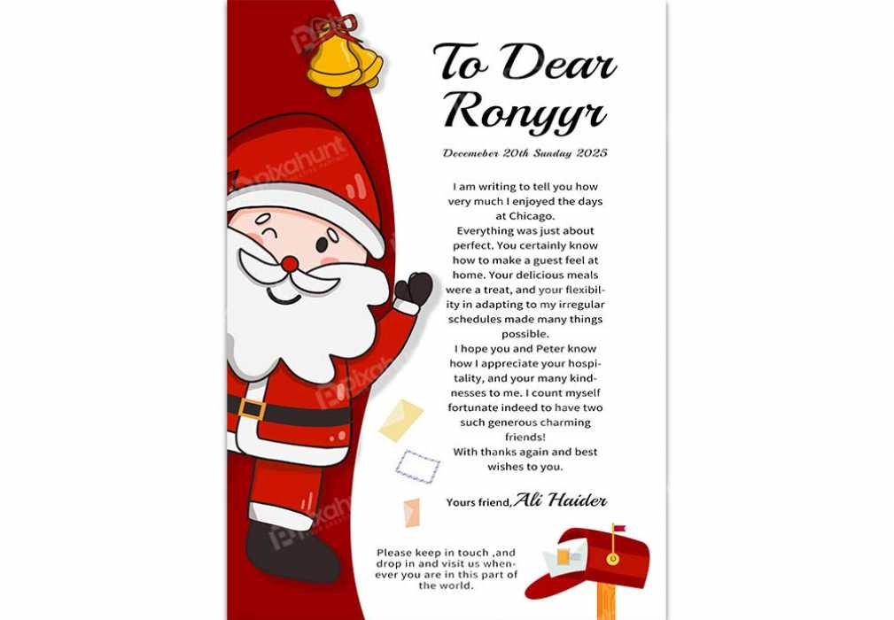 Free Download Santa Letter Cartoon Cute Template Full PSD Shared by Pixahunt 