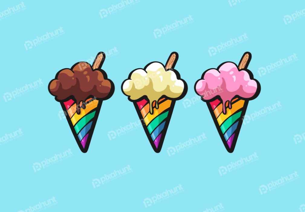 Free Download Lgbt pride illustration with rainbow ice cream set Full Vectors Shared by Pixahunt 