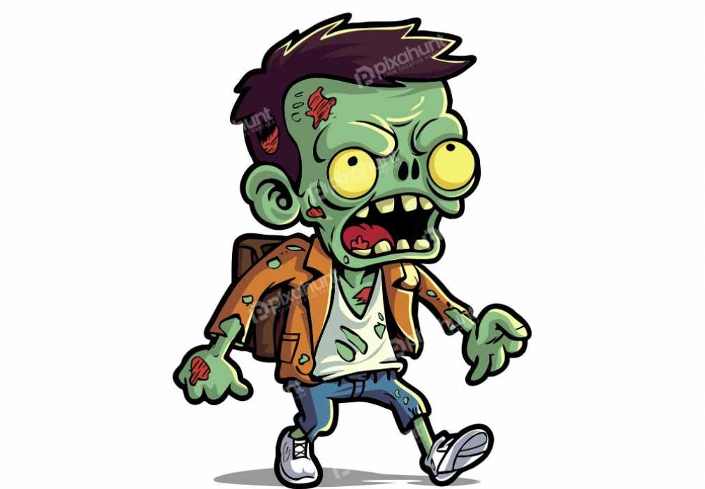 Free Download Isolated undead fun Cartoon lively Zombie Character Illustration Full Vectors Shared by Pixahunt 