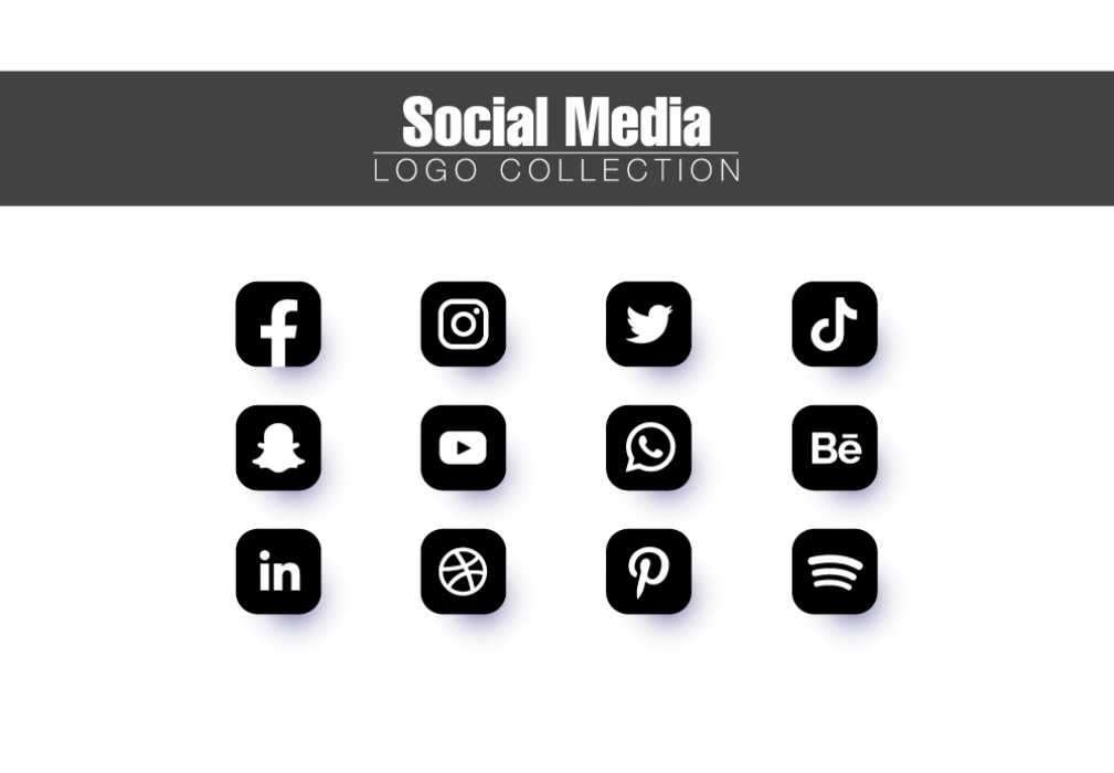 Free Download social media black & White logo collection Full Vectors Shared by Pixahunt 