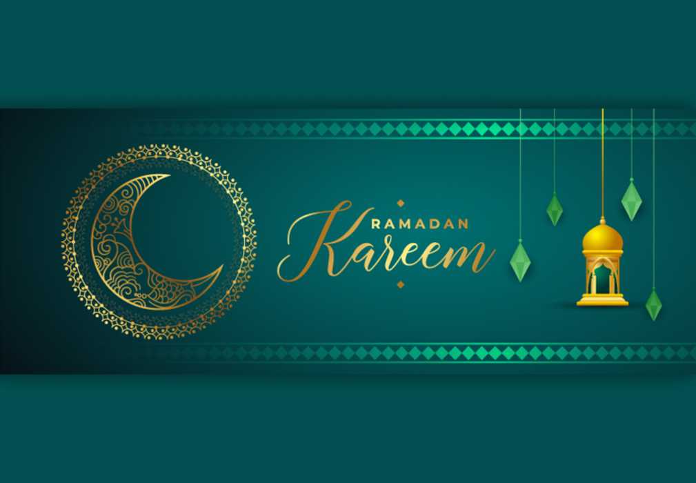 decorative Ramadan Kareem arabic style golden moon Facebook Cover Design