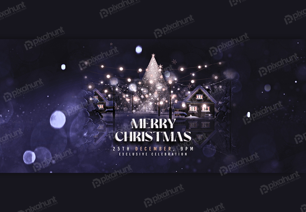 Free Download Merry Cheistmas Decoration Facebook Cover post Full PSD Shared by Pixahunt 