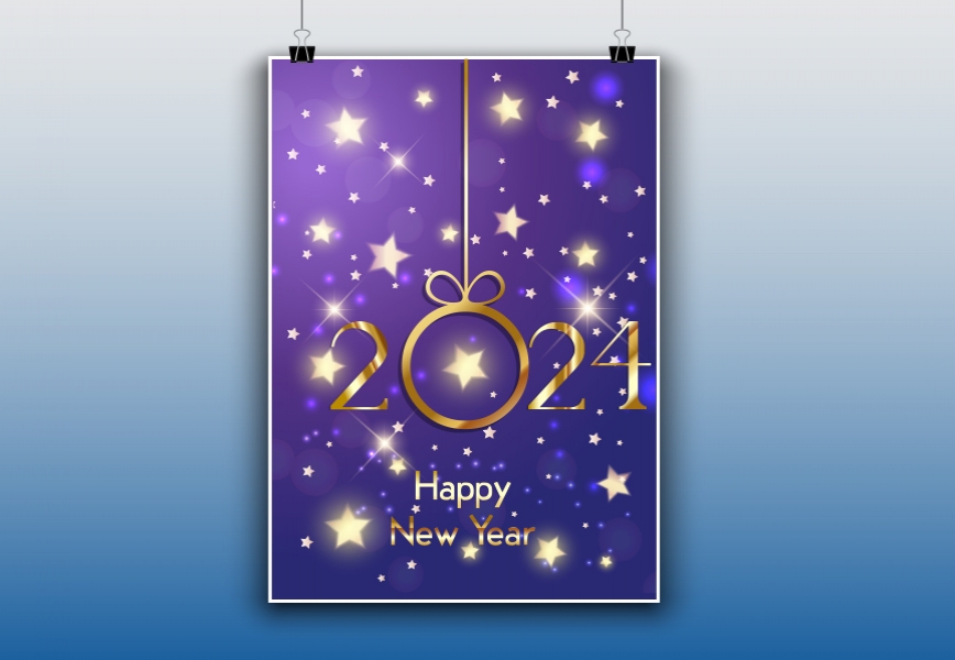 Free Download Free Download New year stars brochure | Happy new year 2024 Flayer Full PSD Shared by Pixahunt 