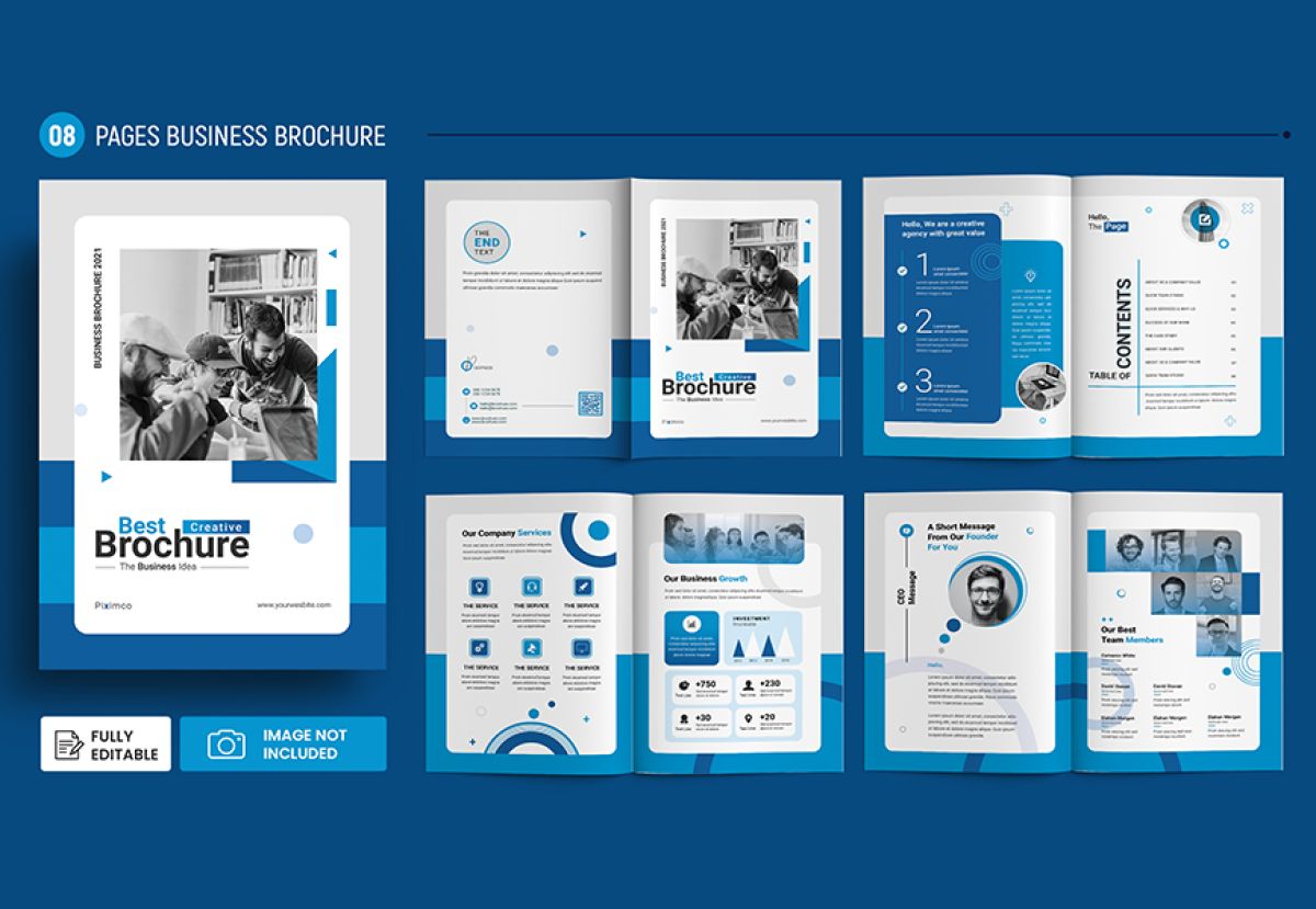 Modern company brochure profile cover template premium psd (8 pages)