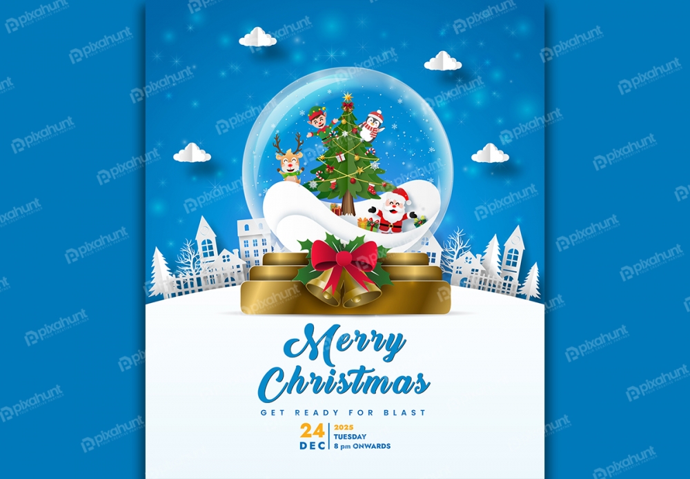 Free Download Merry Christmas Social Media Post Full Vectors Shared by Pixahunt 