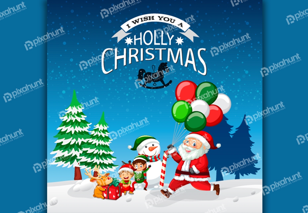 Free Download Holly Christmas Social Media Wish Post Full Vectors Shared by Pixahunt 