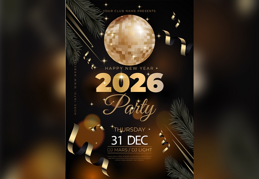 Free Download Happy New Year celebration DJ Party Night Social Media Post Free Download Full Vectors Shared by Pixahunt 