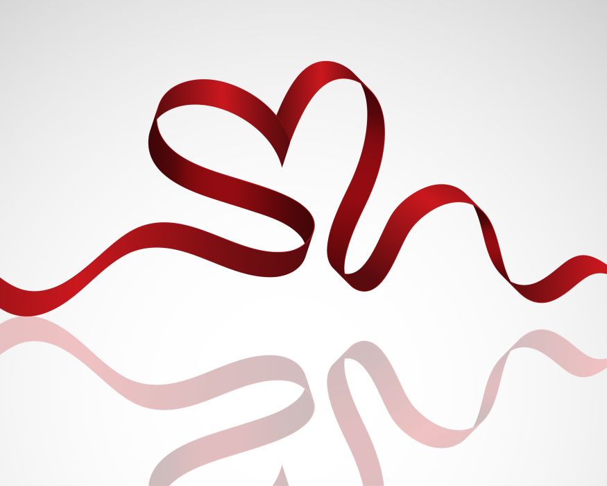 valentine heart red silk ribbon love symbol