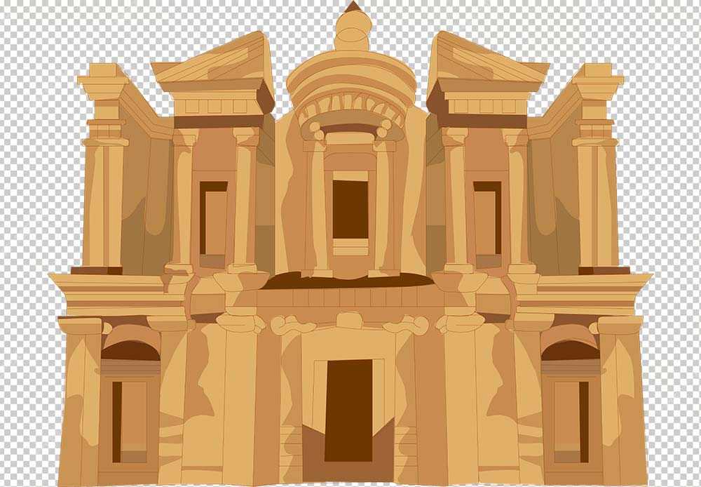 Free Download Isolated Ancient temple ruin vector flat minimalistic illustration | Petra Jordan Full Vectors Shared by Pixahunt 
