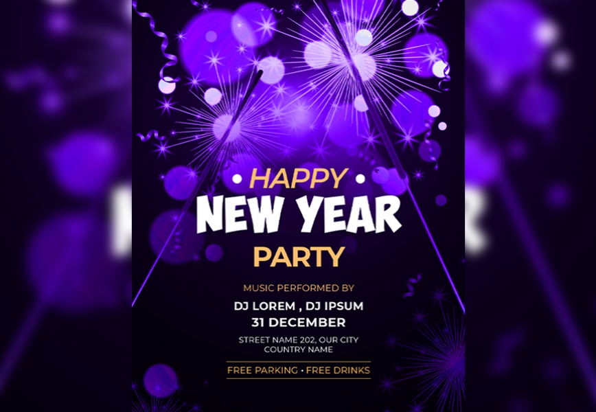 Free Download PSD Happy New Year Music Party Design Post Free Download Full PSD Shared by Pixahunt 