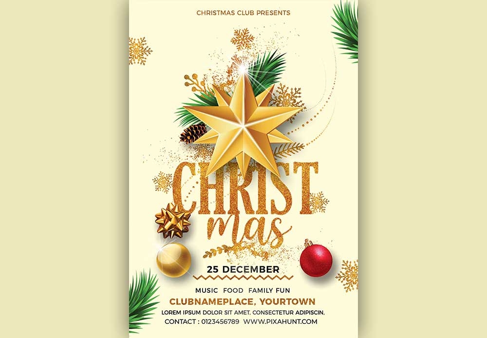 Free Download Merry Christmas Party Flayer Social Media Post Full PSD Shared by Pixahunt 
