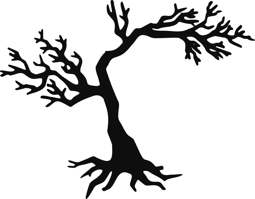 Tree silhouette without leaves, hand drawn illustration vector