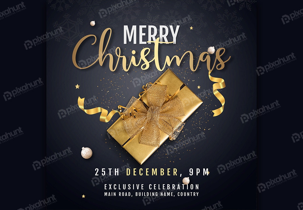 Free Download Merry Christmas Party Flyer Social Media Post Full PSD Shared by Pixahunt 