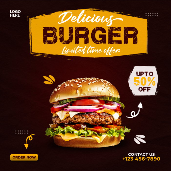 Delicious burger social media post and banner