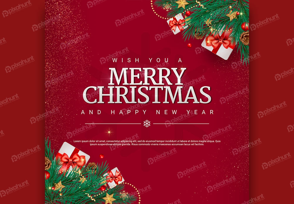 Free Download Merry Christmas Wish social media post Full PSD Shared by Pixahunt 