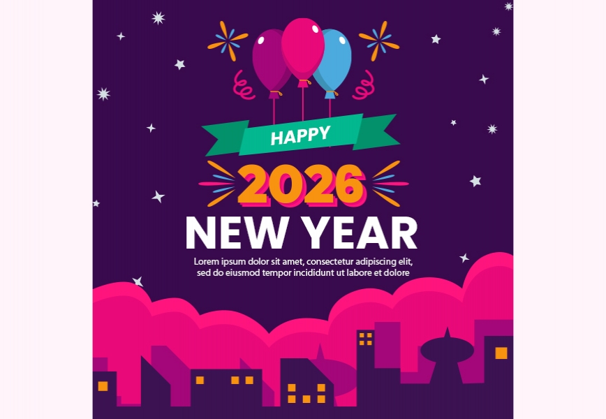 Free Download PSD Happy New Year Social Media Post 2026 Free Download Full PSD Shared by Pixahunt 