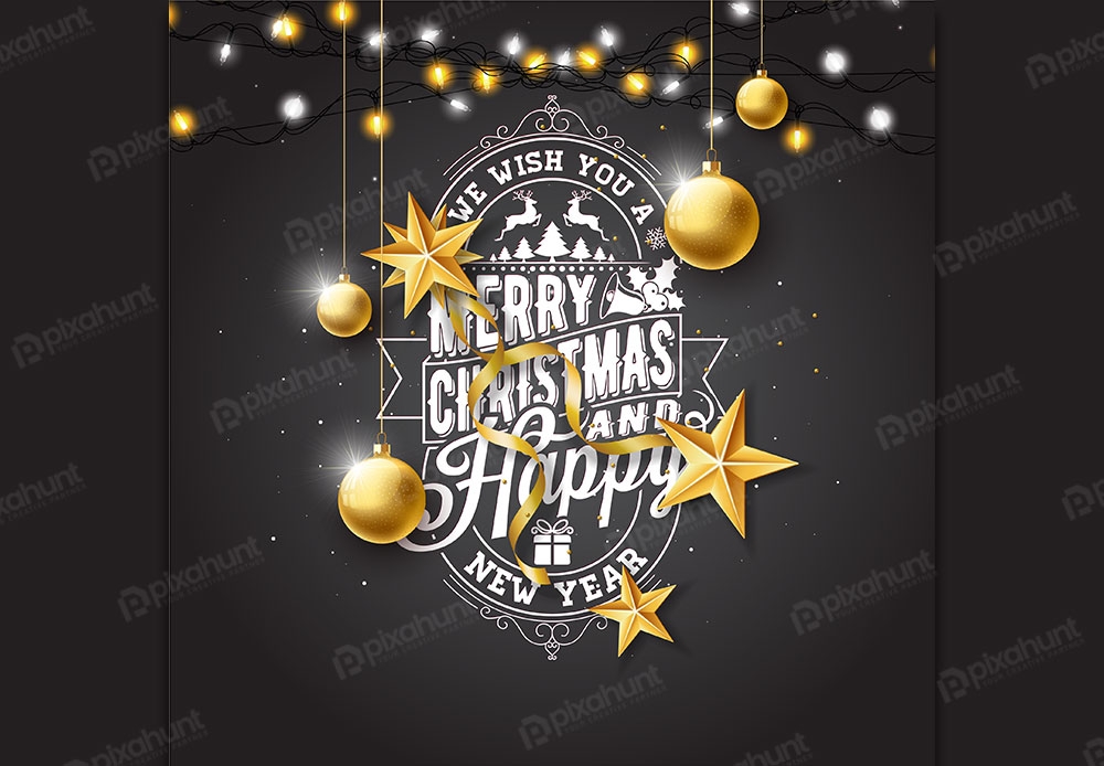 Free Download Merry Christmas & Happy New Year Social Media Post Design Full Vectors Shared by Pixahunt 